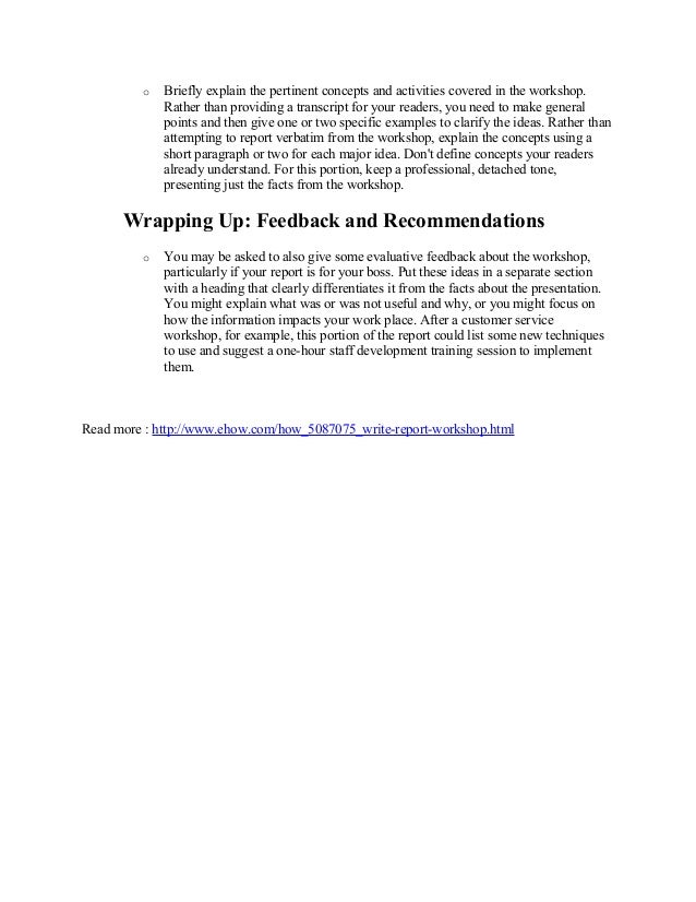 report on science workshop report on one day workshop